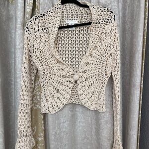 Elegant Cream Boho Crochet Women's Top